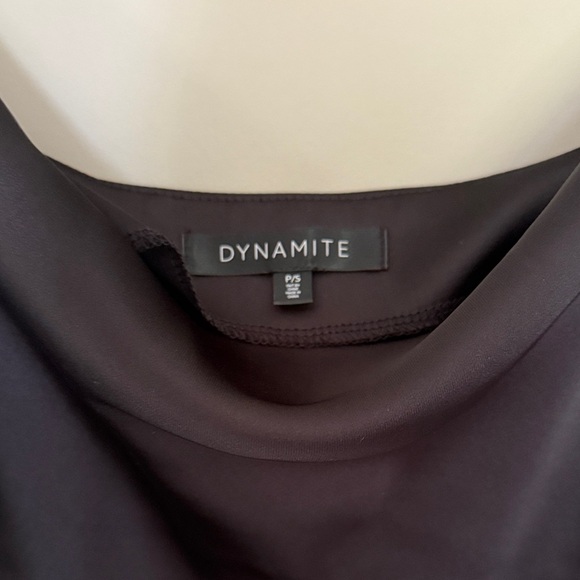 Dynamite Cowl Neck Satin Black Dress - Picture 2 of 3